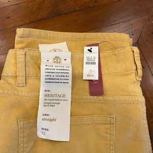 Talbots Heritage Mustard Corduroy Size 12 NWT